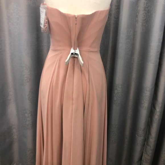 Toasted Sugar,  Dusty Rose Gold Blush Dress, Leg Slit Bridesmaid Formal Dessy - Picture 10 of 14